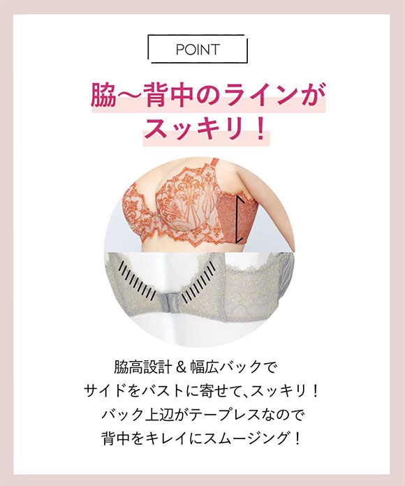 アンフィ ホールドデイブラ ブラジャー DE 長時間、バストをしっかりホールド 脇高 まる胸 大きいサイズ AMPHI Hold Day Bra BYJ301