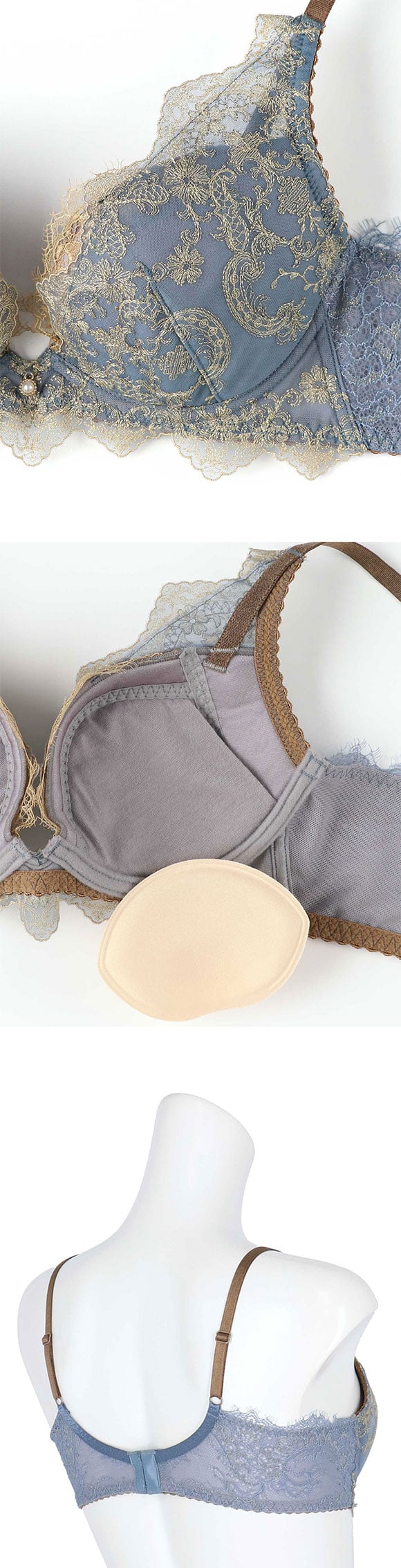 アンフィ グラマリッチ ブラジャー 脇スッキリ グラマラス＆リッチな谷間をメイク BYJ603 脇高 DE AMPHI Glama-Rich 大きいサイズ