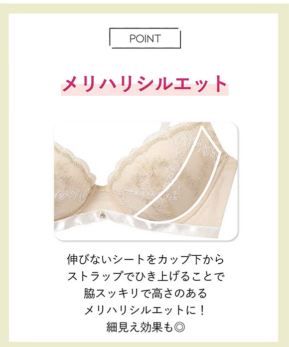 アンフィ AMPHI ブラッシュアップ ♯BRAsh UP ブラジャー 脇スッキリ 着やせシルエット 3/4カップ 脇高 BCDEFG BYK307