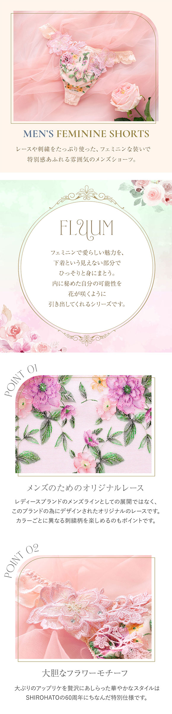 フェミニンメンズTバック M L　メンズ 総レース Tバックショーツ レース下着 レースインナー セクシーショーツ