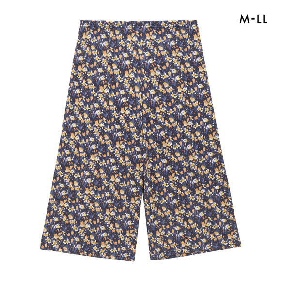SUKENO おにわパンツ ペイント花柄 8分丈ボトム レディース ルームウェア ワンマイルウェア 助野