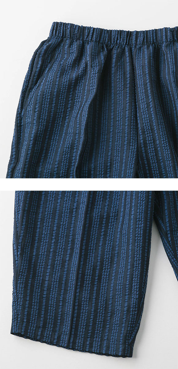 SUKENO おにわパンツ 7分丈 サッカー生地 無地 メンズ ルームウェア 助野