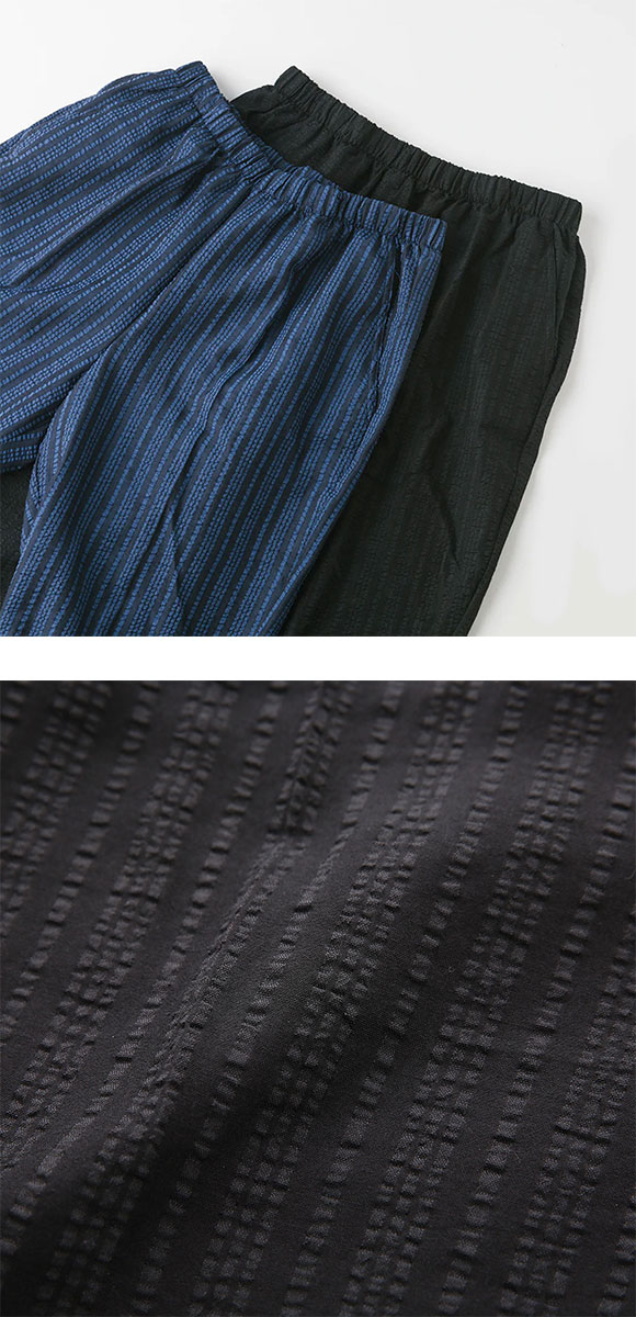 SUKENO おにわパンツ 7分丈 サッカー生地 無地 メンズ ルームウェア 助野