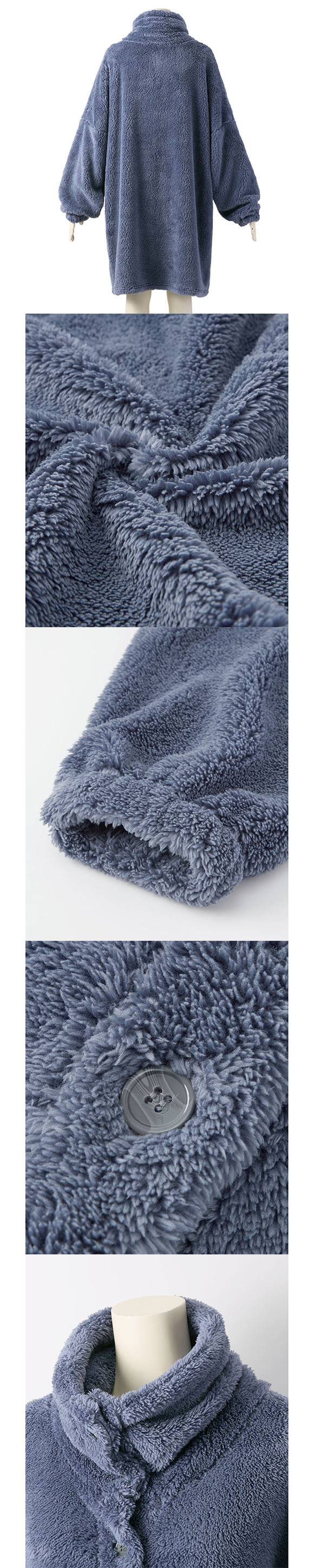 ニッセン ふわぬくマイクロファー首あったか前開きルームガウン　3L-4L nissen