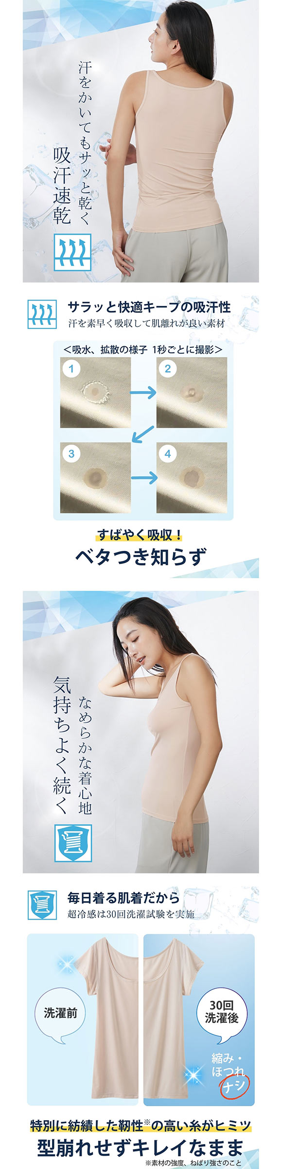 ニッセン 超冷感 タンクトップ2枚組 M L（接触冷感・吸汗速乾・UVカット） 2点セット レディース インナー nissen