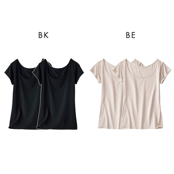 ニッセン 超冷感 フレンチ袖インナー2枚組 M L（接触冷感・吸汗速乾・UVカット）2点セット レディース インナー nissen