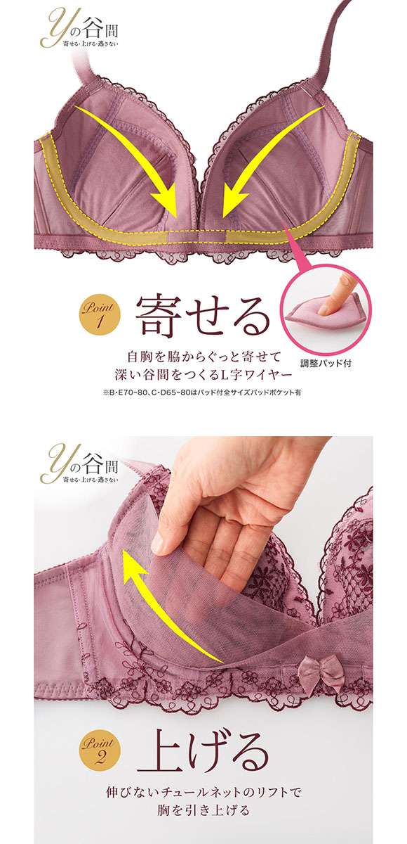 【ニッセンとトリンプ共同企画】Yの谷間をつくるブラジャーショーツセット BCD