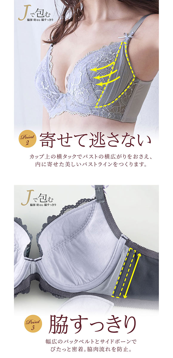 【ニッセンとトリンプ共同企画】Jで包む脇高タック入りブラジャーショーツセット EF