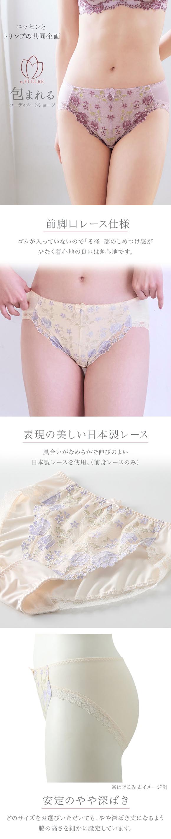 【ニッセンとトリンプ共同企画】チューリップ柄 ペア やや深ばき丈 コーディネートショーツ ノーマル ML  エヌフルレ nissen