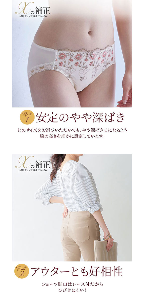 【ニッセンとトリンプ共同企画】Xの補正 ペア やや深ばき丈コーディネートショーツ ML