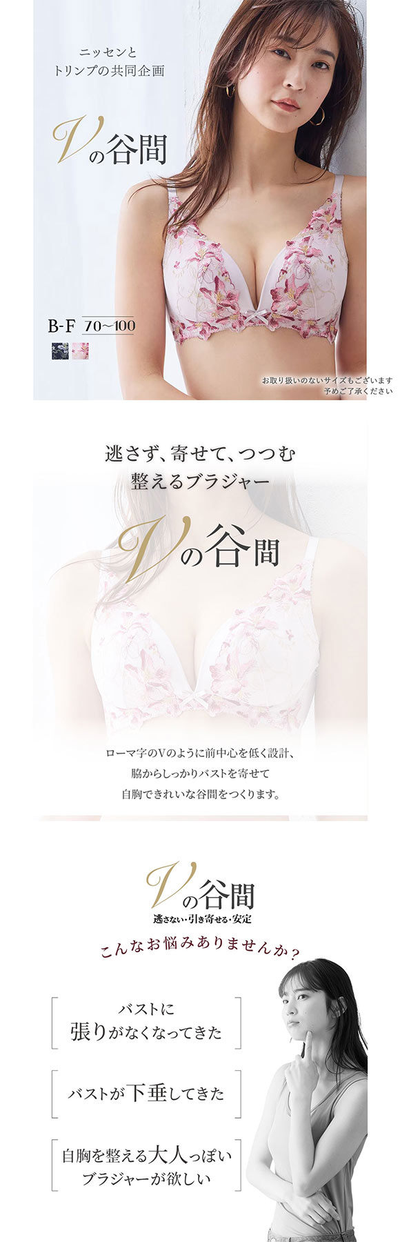 【ニッセンとトリンプ共同企画】Vの谷間 Vにバストをひき寄せるブラジャー BCD