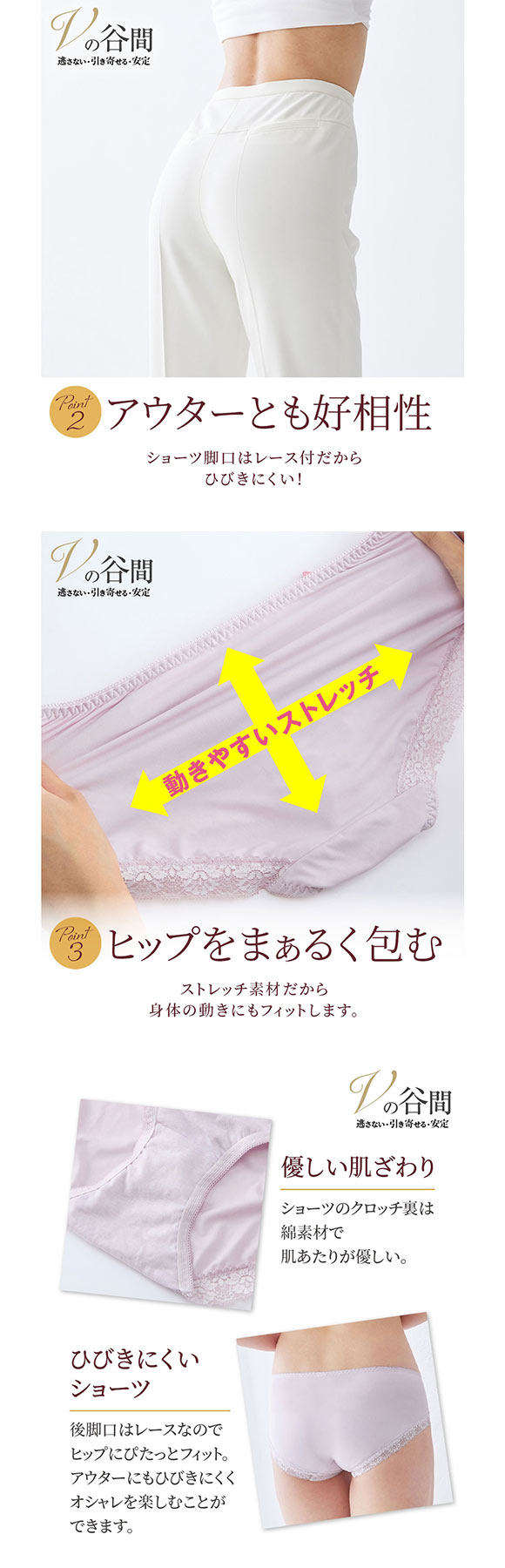 【ニッセンとトリンプ共同企画】Vの谷間 ペア やや深ばき丈花柄レースコーディネートショーツ M L