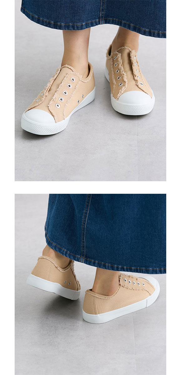 ニッセン ゆったり幅広 ひもなしスリッポン スニーカー ワイズ4E レディース OC