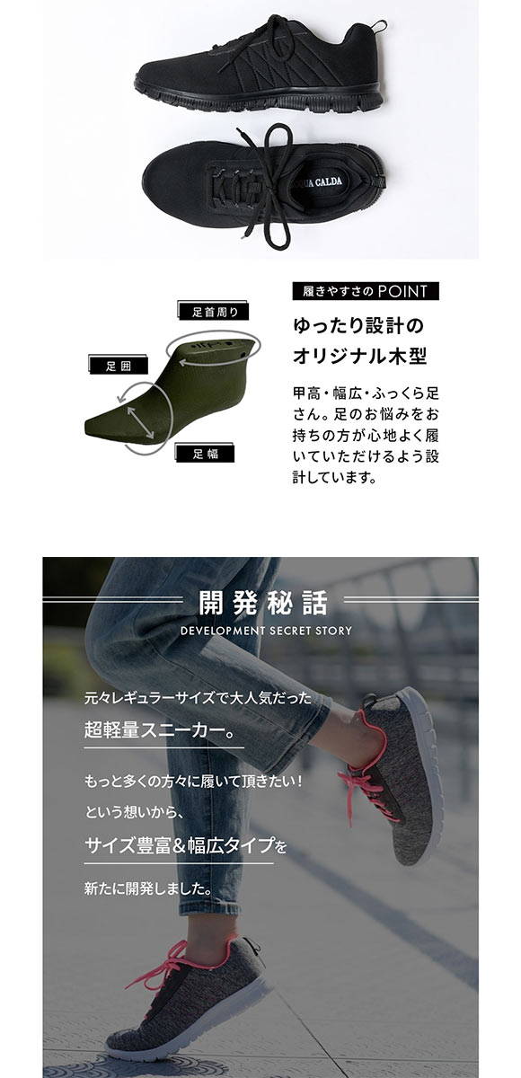 ニッセン ゆったり幅広 超軽量 スポーティー スニーカー 25cm