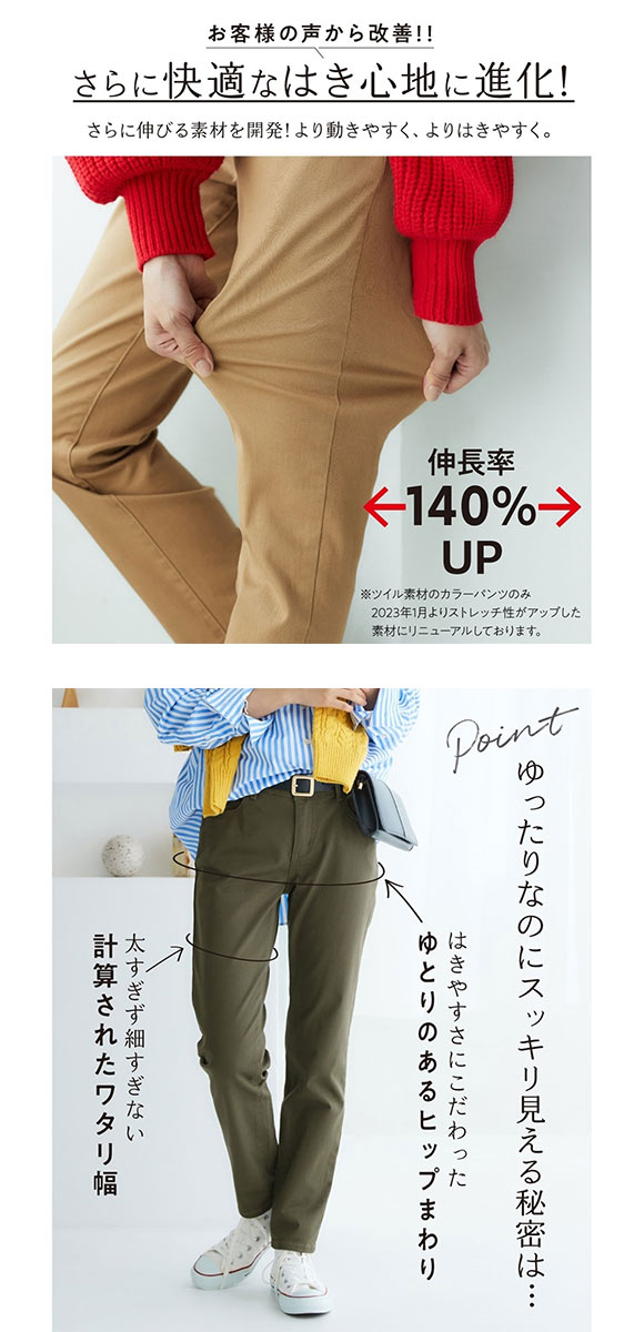 ニッセン ゆるフィットスキニーパンツ 股下70cm SM nissen