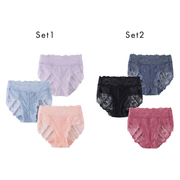 ニッセン 総レースショーツ3枚組 LL 3L セット アソート 大きいサイズ