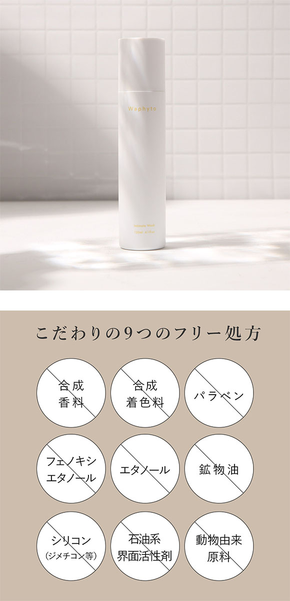 Waphyto ｲﾝﾃｨﾒｲﾄ ウォッシュ 液体タイプ 120ml デリケートゾーン用 日本製 女性用 フェムケア ワフィト