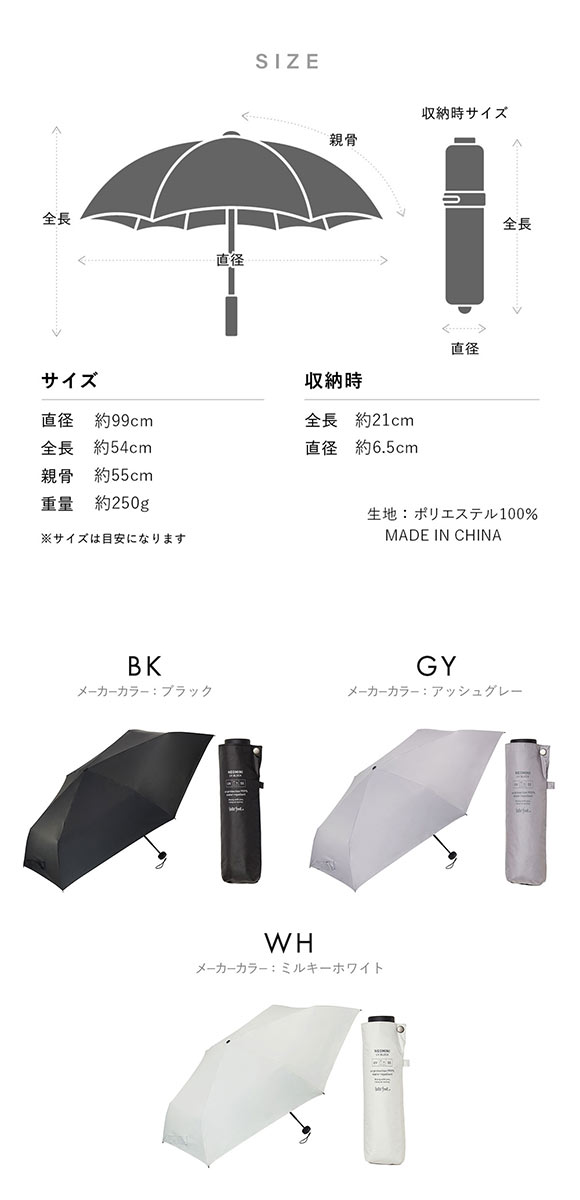 ウォーターフロント ネオミニ UVブロック 折りたたみ傘 折55cm  日傘 兼用 雨傘 晴雨兼用 Waterfront