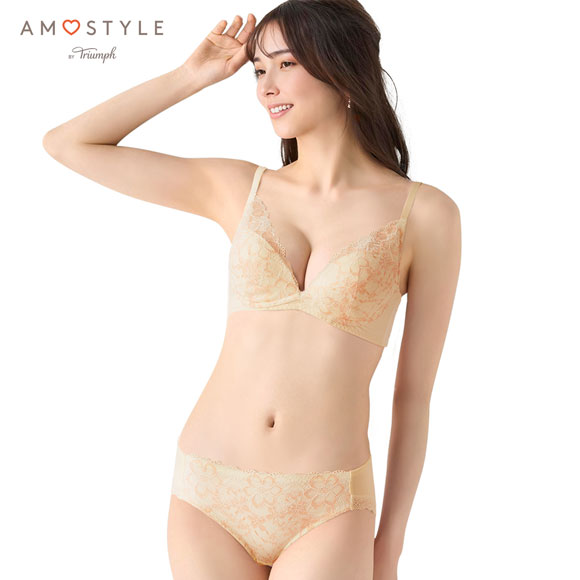 アモスタイル 夢みるブラ AMST1430 ドリームデイリリー ノンワイヤー ブラセット ブラジャー ショーツ セット EF 大きいサイズ AMOSTYLE