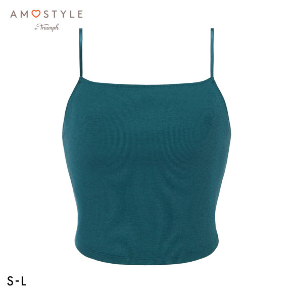 アモスタイル AMST800 シンプルベーシック リブ クロップトップ ノンワイヤー カップ付き ハーフトップ SML AMOSTYLE