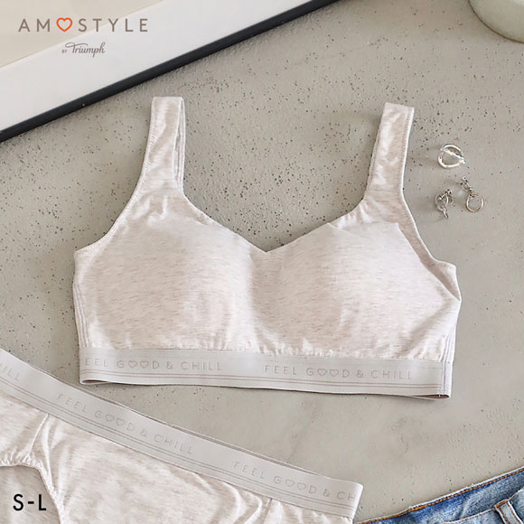 アモスタイル AMST801 シンプルベーシック アクティブコットンミックス ノンワイヤー ハーフトップ ブラジャー SML AMOSTYLE