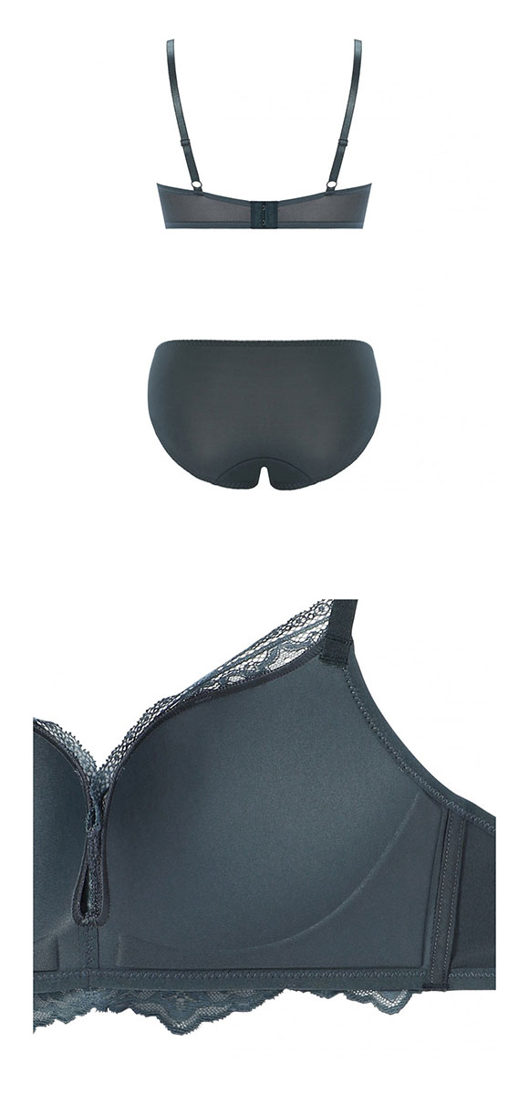 アモスタイル AMST1525 らくふわ ノンワイヤー ブラセット ブラジャー ショーツ セット E AMOSTYLE 大きいサイズ LBE DGY