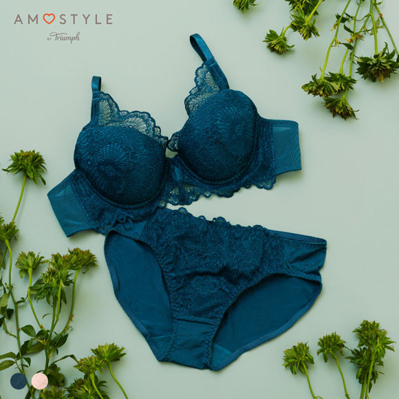 アモスタイル AMST527 ウェーブラティス ブラジャー ショーツ セット ブラセット EF 大きいサイズ AMOSTYLE GR PI