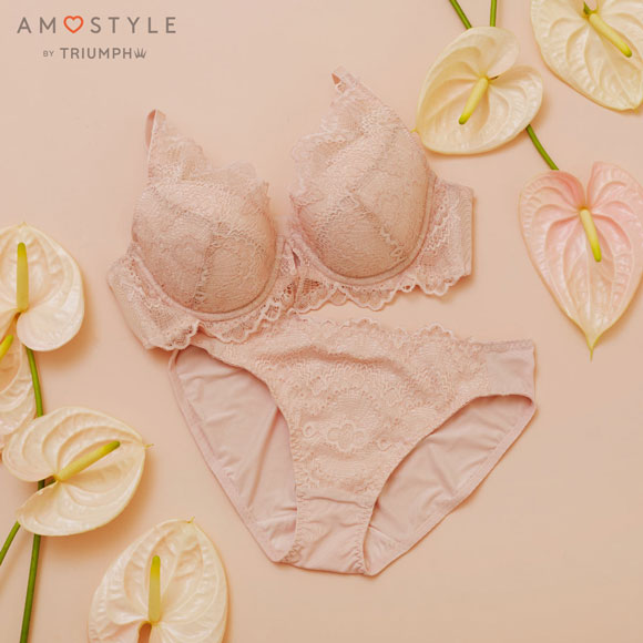 アモスタイル AMST527 ウェーブラティス ブラジャー ショーツ セット ブラセット EF 大きいサイズ AMOSTYLE GR PI