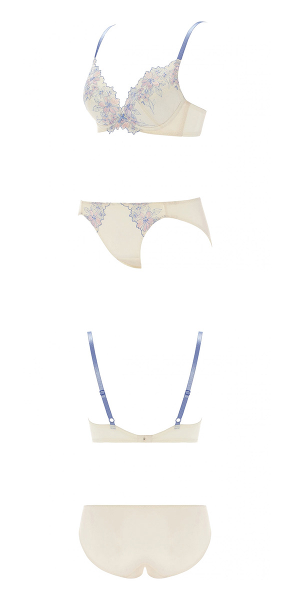 アモスタイル AMST529 デコルテビューティブラ フローラルハーモニー ブラセット ブラジャー ショーツ セット EF 大きいサイズ AMOSTYLE