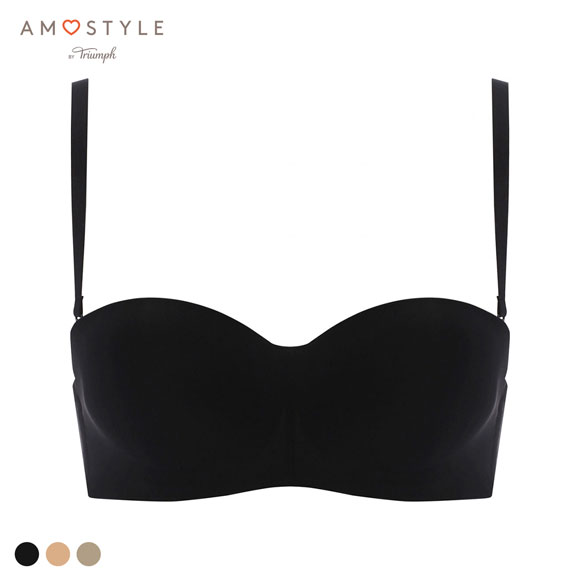 アモスタイル AMST1480 シグネチャースムース ブラジャー ハーフカップ ストラップレス BCD  AMOSTYLE