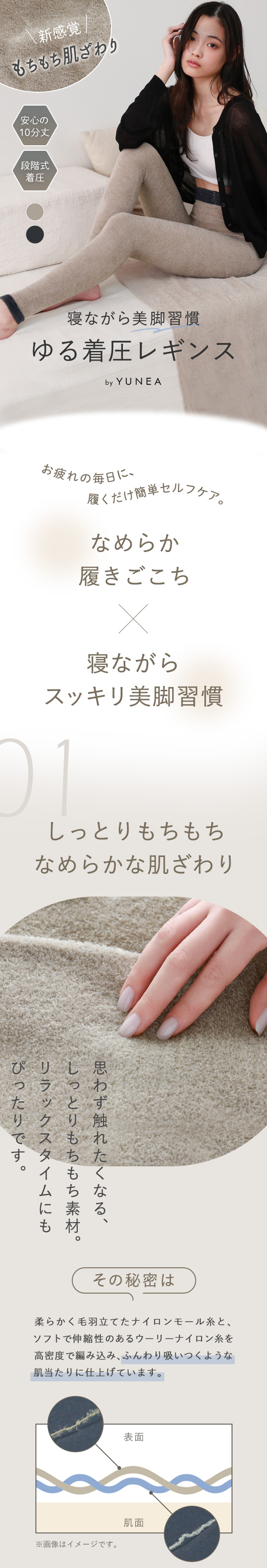 着圧レギンス 着圧スパッツ 着圧タイツ レディース 寝るとき 夜 ハイウエスト インナー 加圧 温活 美脚 春 夏 秋 冬 10分丈 M L YUNEA