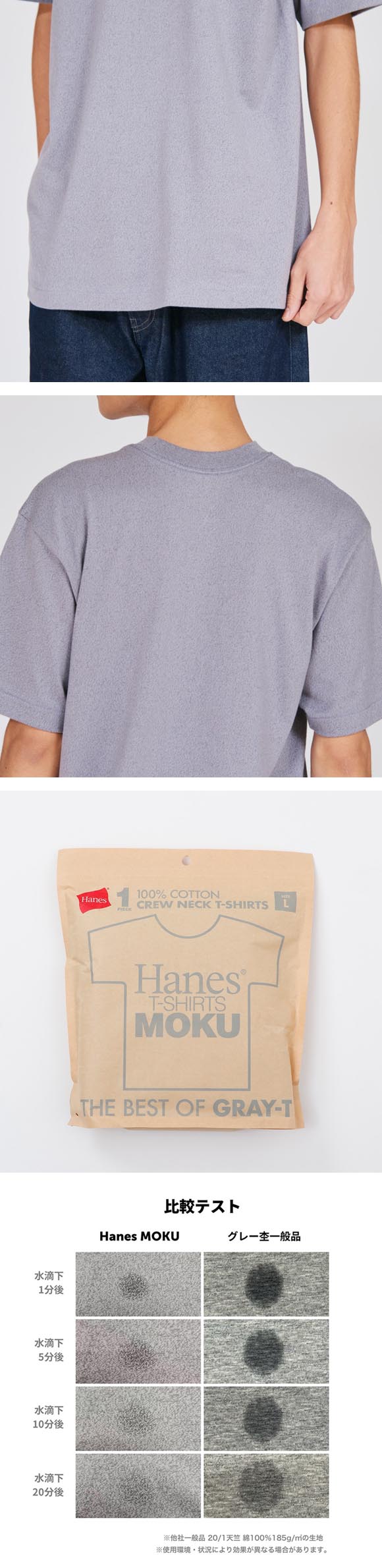 ヘインズ T-SHIRTS MOKU クルーネックTシャツ メンズ インナー 半袖 杢T HM1-D203 Hanes