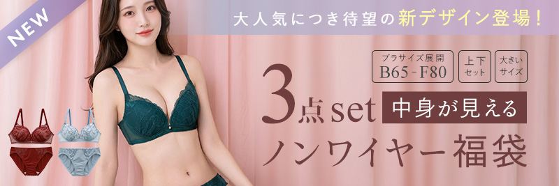 ノンワイヤーブラ＆ショーツ3点セット福袋