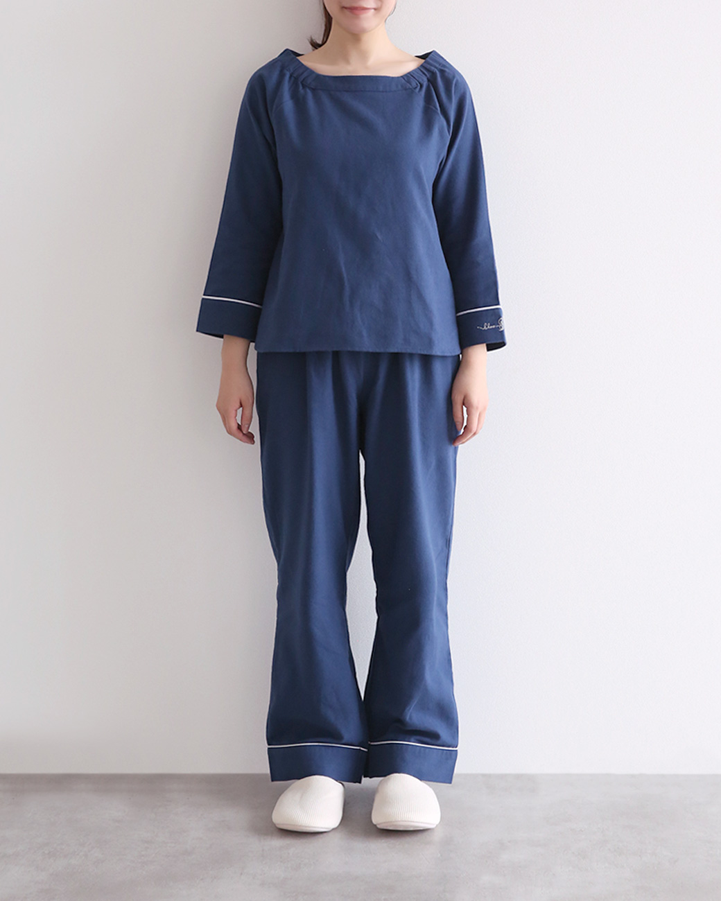 ブルーミングフローラ Standard cotton pajamas ルームウェア パジャマ 上下セット 綿100％ 8分袖 ボートネック bloomingFLORA