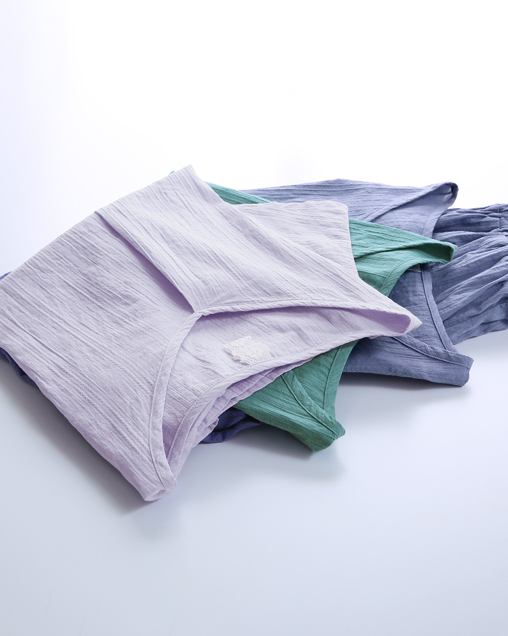 ブルーミングフローラ 涼ゆる 綿100％楊柳 ルームウェア パジャマ 上下セット 半袖 ロングパンツ Vネック 春夏 涼しい bloomingFLORA