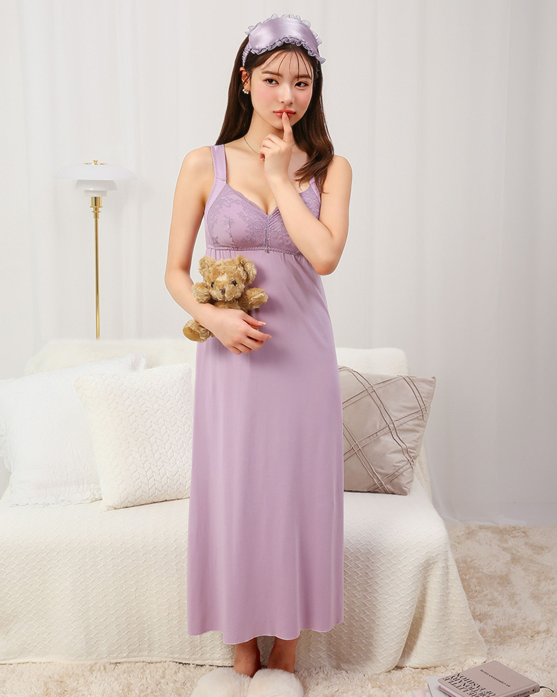 ブルーミングフローラのナイトブラ一体型マキシ丈ワンピース