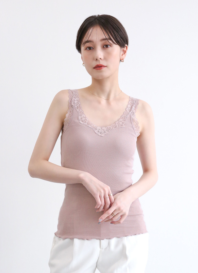 ContRante リブ編みレースタンクトップ