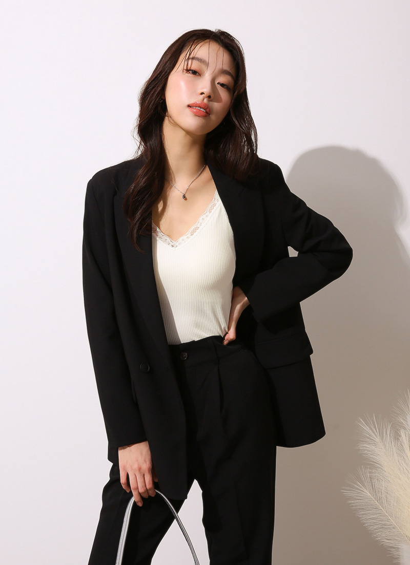 wakudoki カップ付きリブレースタンクトップ