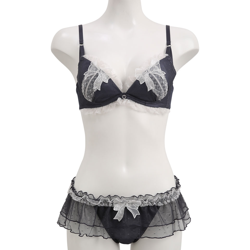 ココランジェのガーリードットリボン別注ショーツブラセット