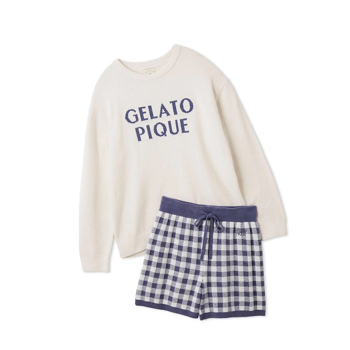 ロゴプルオーバー＆チェックショートパンツセット