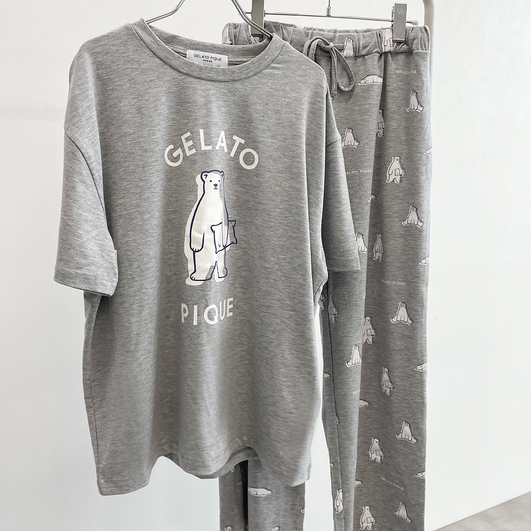 【gelato pique】IMFC. しろくまワンポイントT＆総柄ロングパンツ