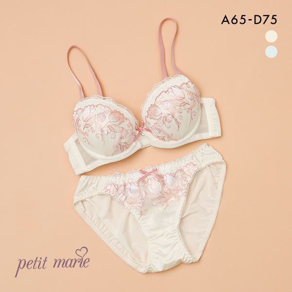 プチマリー petit marie WHITE チューリップブーケ ブラジャー ショーツ セット モールド ABCD プチマリー petit marie WHITE チューリップブーケ ブラジャー ショーツ セット モールド ABCD