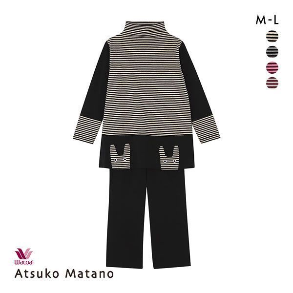 15％OFF ワコール Wacoal マタノアツコ ATSUKO MATANO 長袖パジャマ上下セット ボーダー うさぎ セットアップ ルームウェア