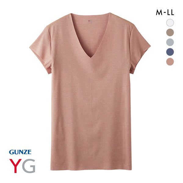 20%OFF【メール便(15)】 グンゼ GUNZE ワイジー YG カットオフ CUT OFF クールタイプ 脇パッド付 VネックTシャツ 短袖 深Vネック COOL