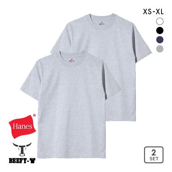 25%OFF ヘインズ Hanes ビーフィー BEEFY-T 2P ショートスリーブ クルーネックTシャツ 2枚組 H5180-2 ヘビーウェイト 白T