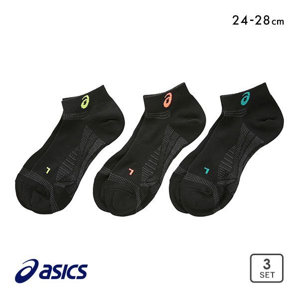 アシックス ASICS DRY SMART ソックス 靴下 スニーカー丈 3足組 黒