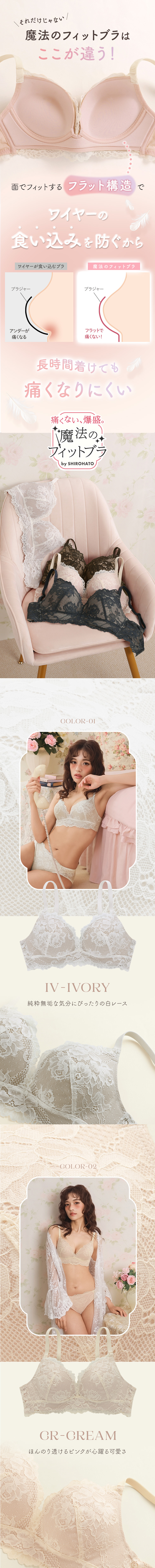 魔法のフィットブラの機能性 ワイヤーが痛くないフラット構造