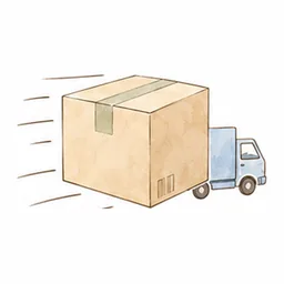 段ボール箱と配送トラックのイラスト